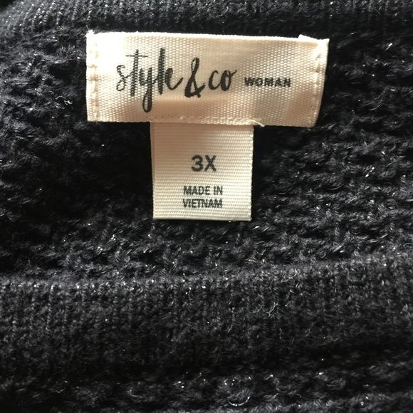 Style Co Lace-Up Lantern-Sleeve Deep Black Sweater - Picture 7 of 8